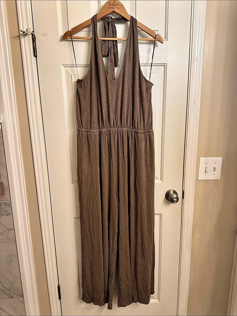 Old Navy Waist-Defined Halter Jumpsuit Brown XL
